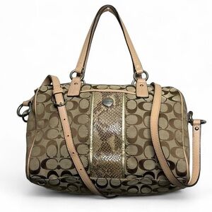 Coach Crossbody monogram brown tan leather bag